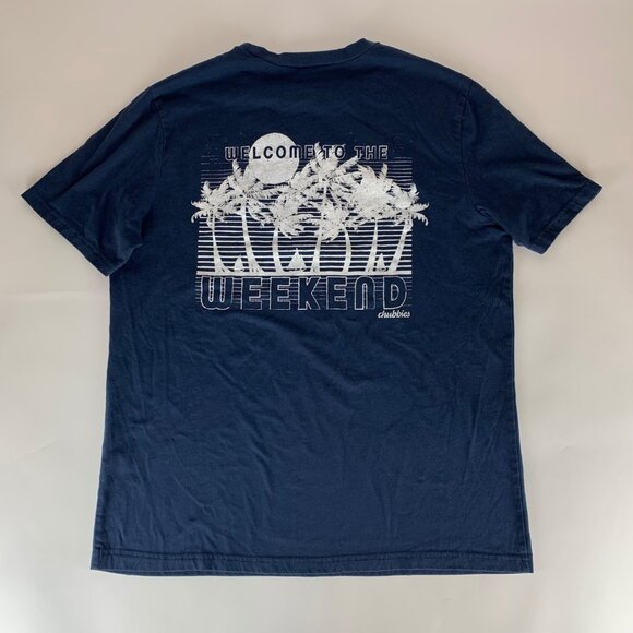 Chubbies Navy Blue Welcome to the Weekend Short Sleeve Crewneck Shirt Mens Large - Picture 1 of 5